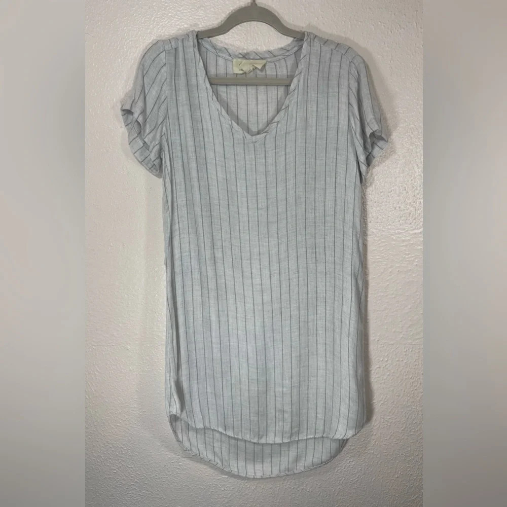 Cloth & Stone Striped Pullover Short Sleeve V-Neck Tunic Dress Women’s Small